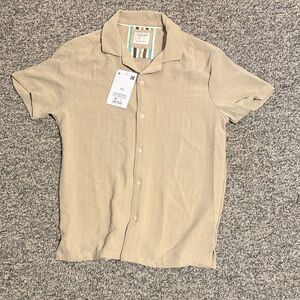 Casual Tan Button Down Shirt for Men